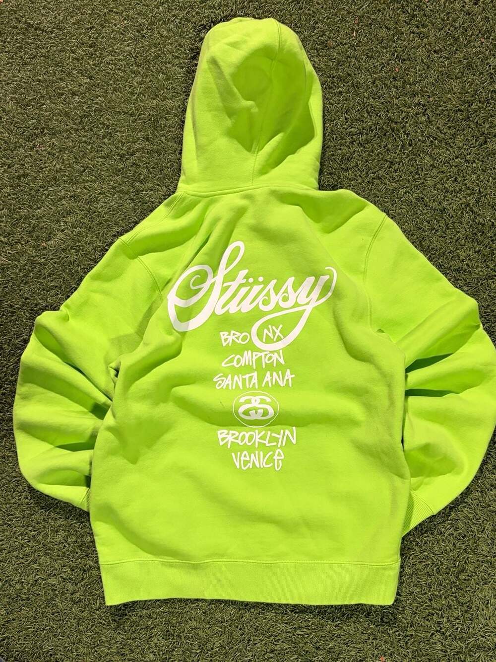 Stussy Dover Street Market World Tour Zip Hoodie Size M Neon Green